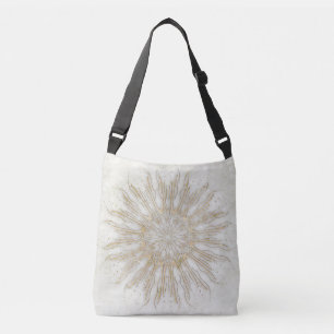 Organischer Boho-Stil Sonnenstrahlen-Mandala golde Tragetaschen Mit Langen Trägern