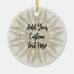 Organischer Boho-Stil Sonnenstrahlen-Mandala in go Keramik Ornament