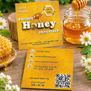 Organischer Rohhonig Lokale Marke QR-Code Cute Gel Quadratische Visitenkarte