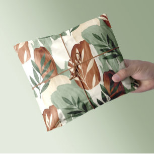 Organisches Aquarell Salbeigrün und Hafermilch Bot Geschenkpapier Set