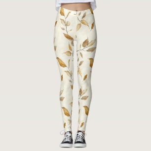 Organisches botanisches Blatt- und Zweig-Erdbraun Leggings