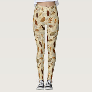 Organisches gepresstes Blatt in neutralen Tönen Leggings
