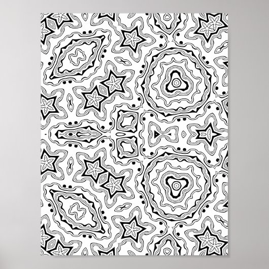 Organisches Kiesel-Mandala-Muster Malvorlage Kunst Poster (Vorne)