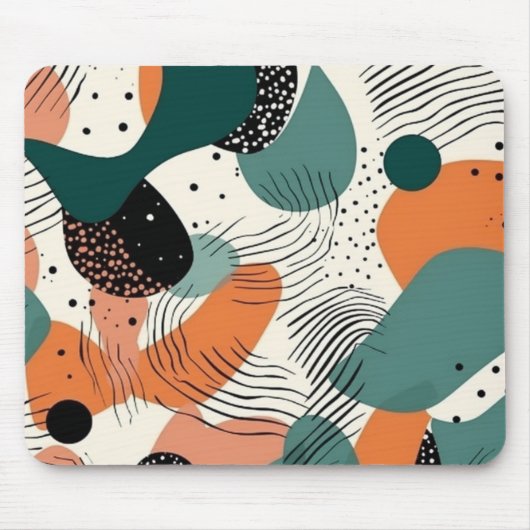Organisches Korallen-Türkis Biomorphes Abstraktes Mousepad (Vorne)