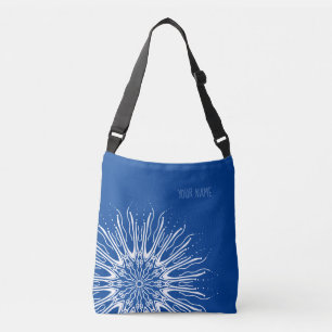 Organisches Mandala auf Blau Tragetaschen Mit Langen Trägern