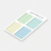 Organisierte Dinge zum blauen Gelb Post-it Klebezettel (angewinkelt)