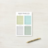 Organisierte Dinge zum Blauen Olivengrau Post-it Klebezettel (Auf Schreibtisch)