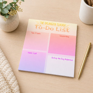 Organisierte To-Do-Liste für Lehrer Notizblock