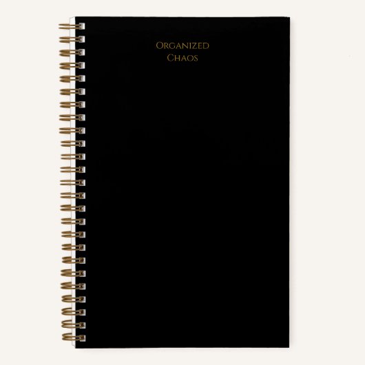 Organisiertes Chaos | Black & Gold Spiral Notebook Notizblock (Vorderseite)