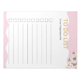 Organisiertes Leben zum Auflisten rosa Planerseite Notizblock