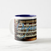Organist an Ihrer Service-Tasse - blaue Buchstaben Zweifarbige Tasse (Vorderseite Links)