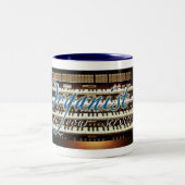 Organist an Ihrer Service-Tasse - blaue Buchstaben Zweifarbige Tasse (Mittel)