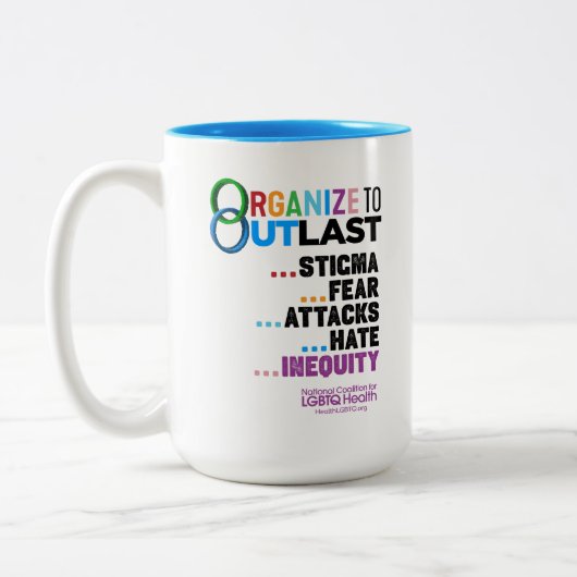 Organize to Outlast Mug Zweifarbige Tasse (Links)