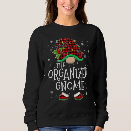 Organized Gnome Red Plaid Matching Family Christma Sweatshirt (Vorderseite)