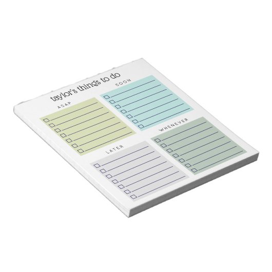 Organized Things to Do Blue Olive Gray Notizblock (angewinkelt)