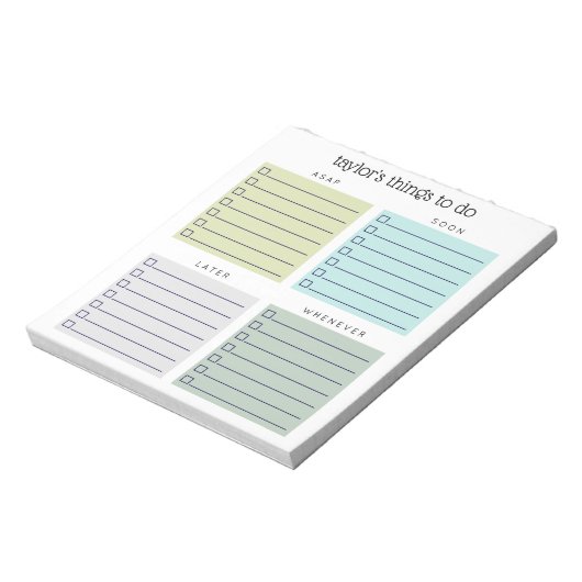 Organized Things to Do Blue Olive Gray Notizblock (Rotiert)
