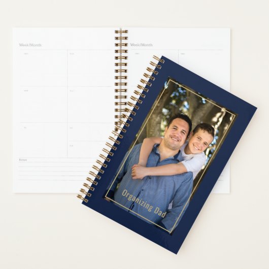 Organizing Dad Personalized Photo Navy Blue & Gold Planer (Anzeige)