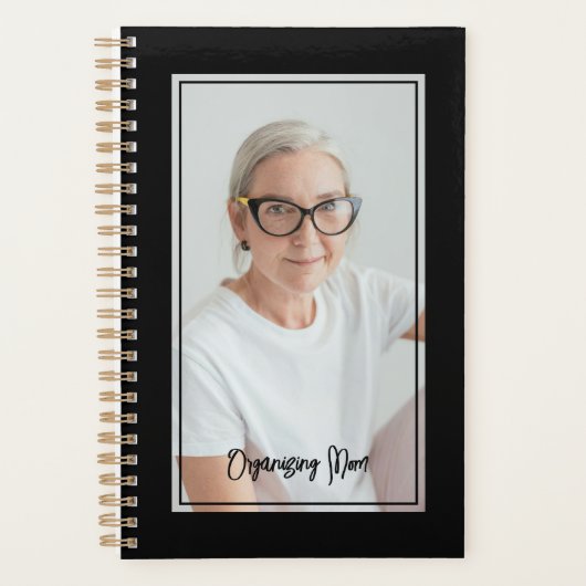 Organizing Mom Minimalist Photo Black & Gold Planer (Vorderseite)