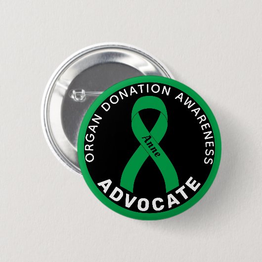 Organspende Advocate Ribbon Black Button (Vorne & Hinten)