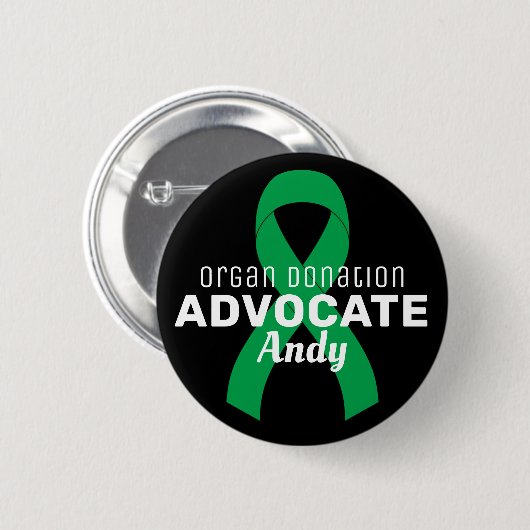 Organspende Advocate Ribbon Black Button (Vorne & Hinten)