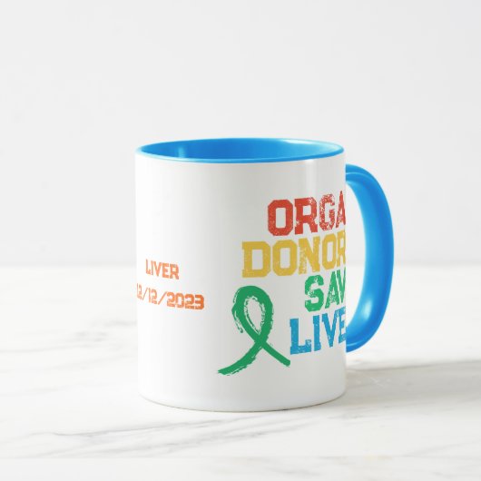 Organspender farblich angepasster Design-Kaffee Tasse (VorderseiteRechts)