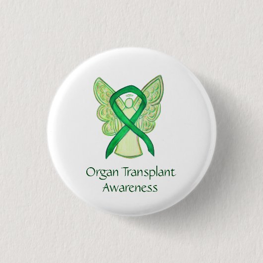 Organtransplantation Grünes Bewusstsein Ribbon Ang Button (Vorderseite)