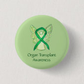 Organtransplantation Grünes Bewusstsein Ribbon Ang Button (Vorderseite)