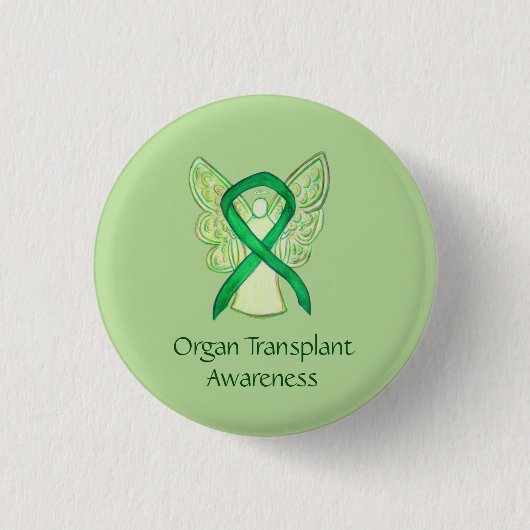 Organtransplantation Grünes Bewusstsein Ribbon Ang Button (Vorderseite)