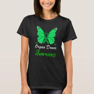 Organtransplantationsbewusstsein Schmetterling Grü T-Shirt