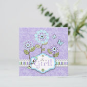 Organza Blume Einladung Platz Lav (Stehend Vorderseite)