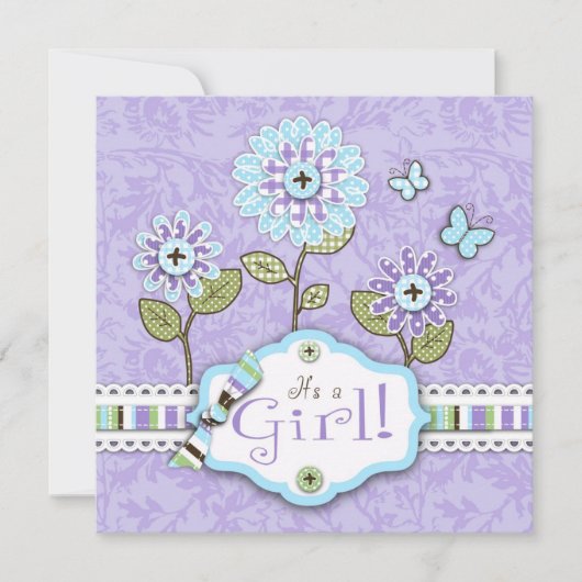 Organza Blume Einladung Platz Lav (Vorderseite)