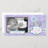 Organza Blume Foto Card Lav Ankündigung (Vorne/Hinten)