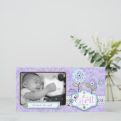 Organza Blume Foto Card Lav Ankündigung (Stehend Vorderseite)