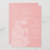 Organza Blume Taufe Einladung (Vorne/Hinten)