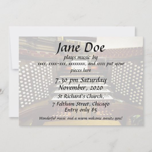 Orgel-Erwägung-Einladung Einladung (Rückseite)