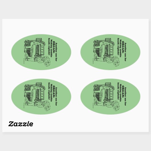 Orgel Zombie Explosion Oval Sticker (Blatt)