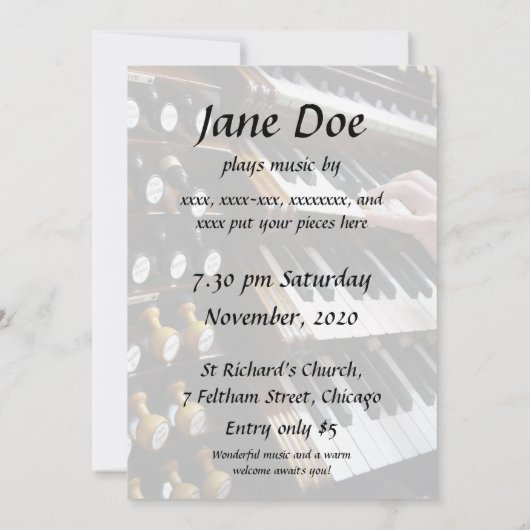 OrgelkonzerEinladung - Tastaturen Einladung (Rückseite)