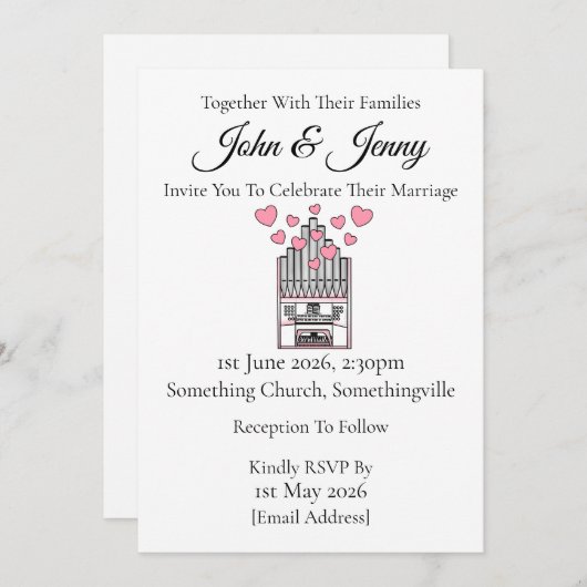 Orgelorchester Einladung Organist Musiker (Vorne/Hinten)