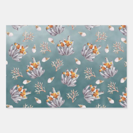 Orgelpfeife Korallenfisch unter einem tiefen Grüne Geschenkpapier Set (Vorderseite)