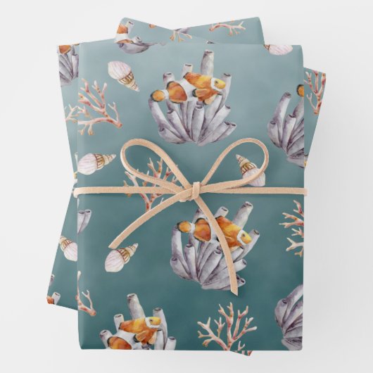 Orgelpfeife Korallenfisch unter einem tiefen Grüne Geschenkpapier Set (Beispiel)