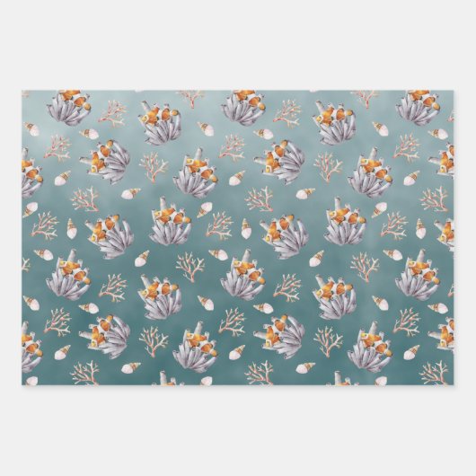 Orgelpfeife Korallenfisch unter einem tiefen Grüne Geschenkpapier Set (Vorderseite 3)