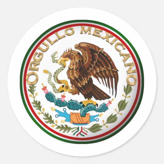 Orgullo Mexicano (Adler aus mexikanischer Flagge) Runder Aufkleber (Vorderseite)
