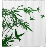 Orient Accent Lush Green Bamboo & Swallow Birds Duschvorhang (Vorderseite)