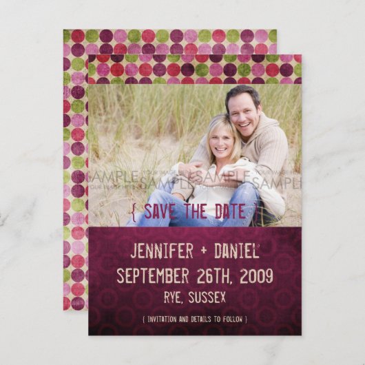 "Orient" Burgundy Retro Ankündigung Datum freihalt (Vorne/Hinten)