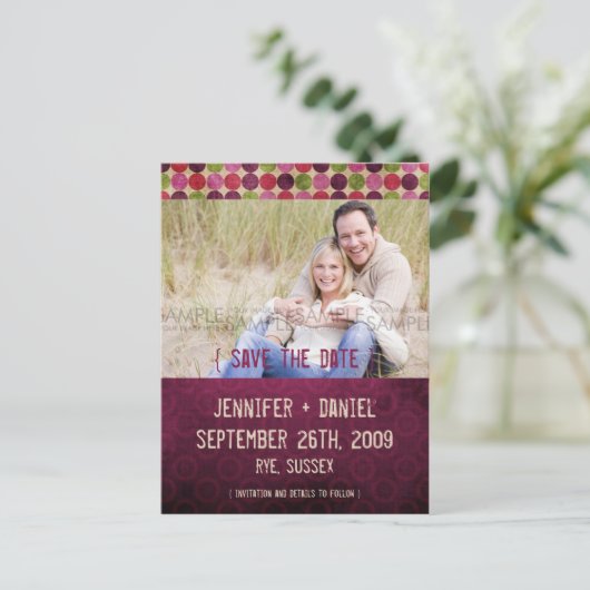 "Orient" Burgundy Retro Ankündigung Datum freihalt (Stehend Vorderseite)