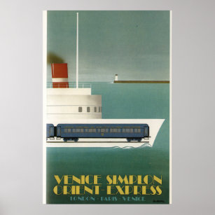 Orient Express Bahn Ferry Art Deco Poster