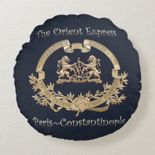 Orient-Express-Bahn-Logo~Paris/Konstantinopel ~ Rundes Kissen