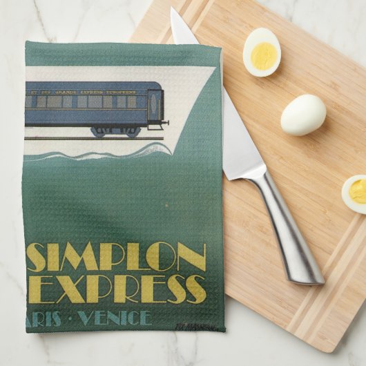 Orient-Express-Bahn Schifffahrt Art Deco Geschirrtuch (Viertel Falte)