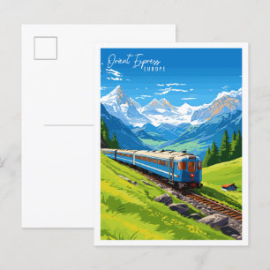 Orient Express Europa Vintage-Reiseillustration Postkarte