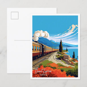 Orient Express Europe Travel Vintage Illustration Postkarte
